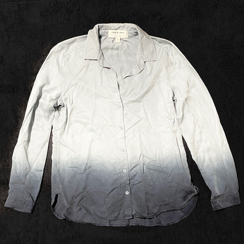 Cloth‎ & Stone Anthropologie Ombre Dip Dye Button Up Shirt Blouse Top Size S